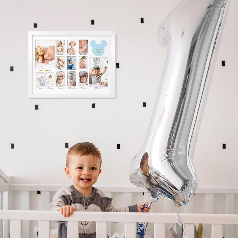 FramePro My First Year Photo Frame 12x16, Baby's First Twelve Months 4x6 and 2x3 Wallet Pictures Milestone Board Keepsake, as New Mom Baby Newborn Gift, White Pack of 2 - Image 3